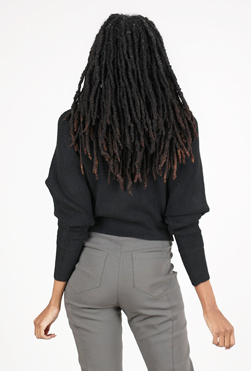 Grade & Gather Cowl Batwing Sweater, Black 