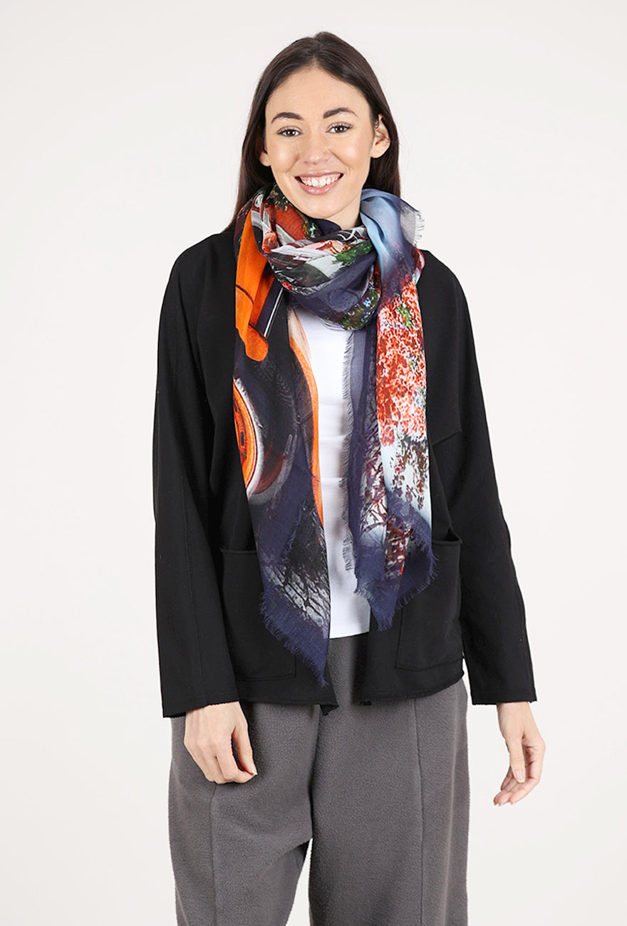 Blue Pacific Vintage Artisan Bug Scarf, Orange 