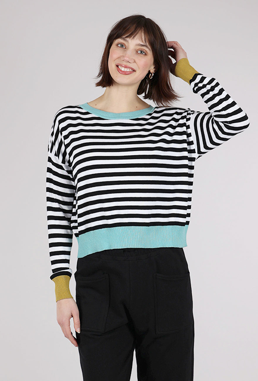 Planet Stripes Sweater, Black/White 