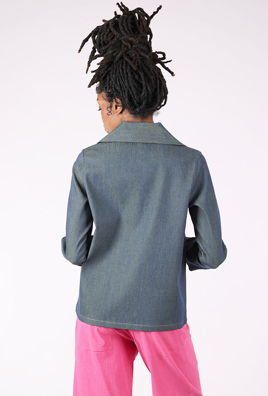 Christopher Calvin Zippy Denim Jacket, Denim/Lime 
