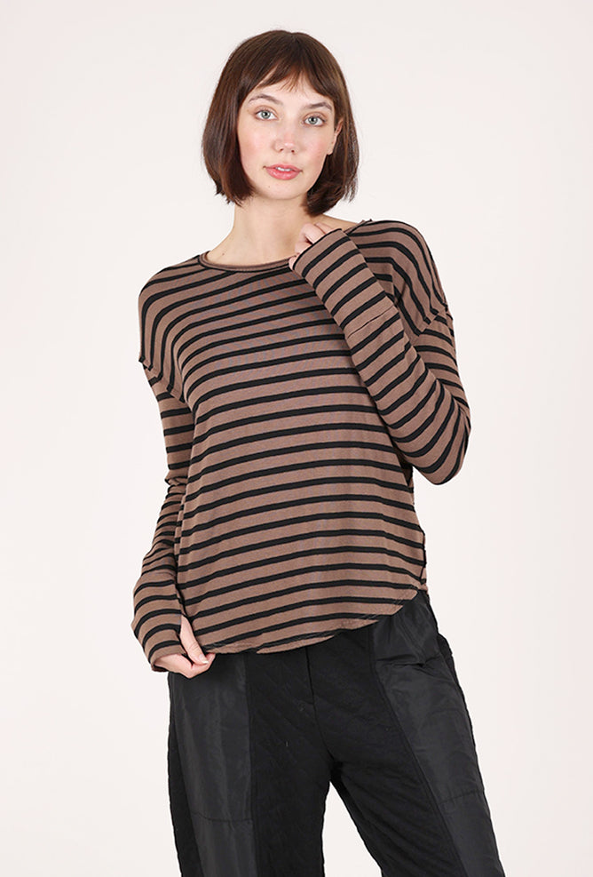 Cut Loose Black Stripe Thumbhole Top, Cola 
