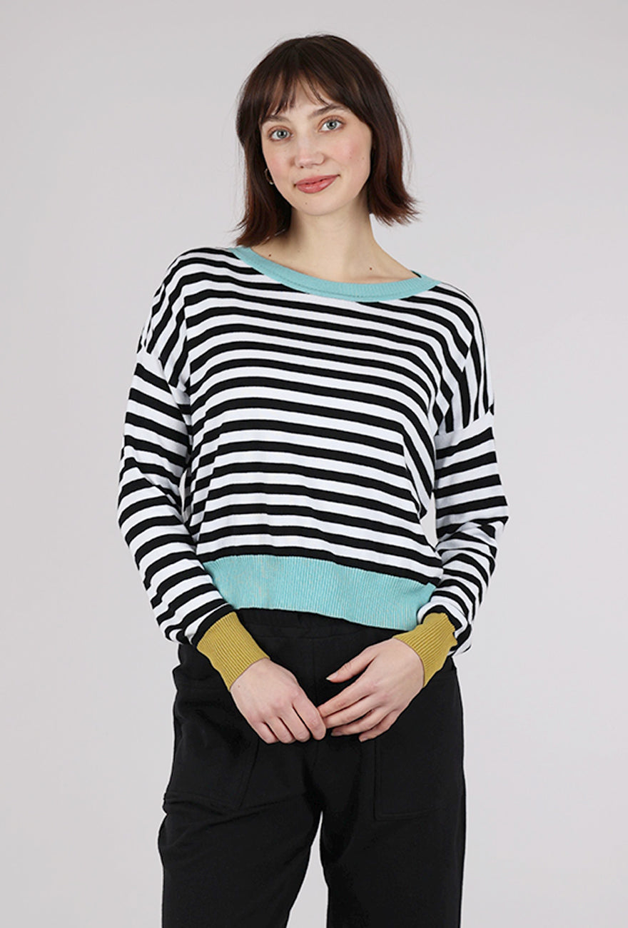 Planet Stripes Sweater, Black/White 