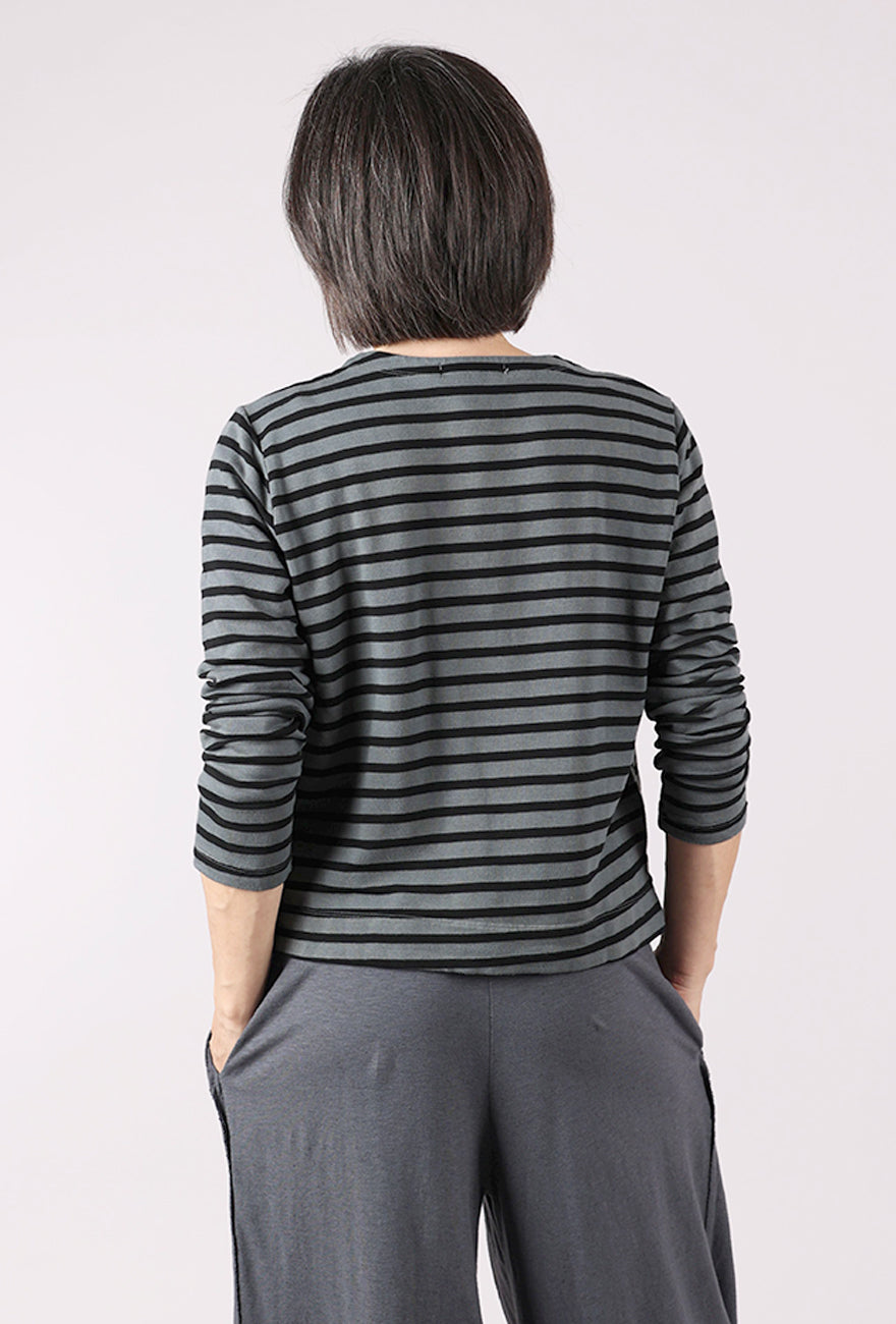 Cut Loose Fleecey Stripe Cropped Jacket, Gull 