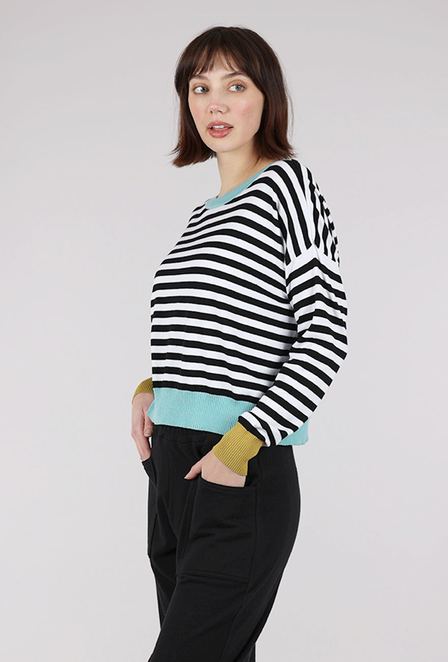 Planet Stripes Sweater, Black/White 