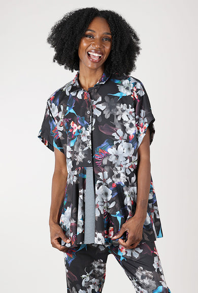 Paper Temples Pep Top, Black Floral 