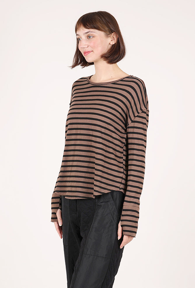 Cut Loose Black Stripe Thumbhole Top, Cola 