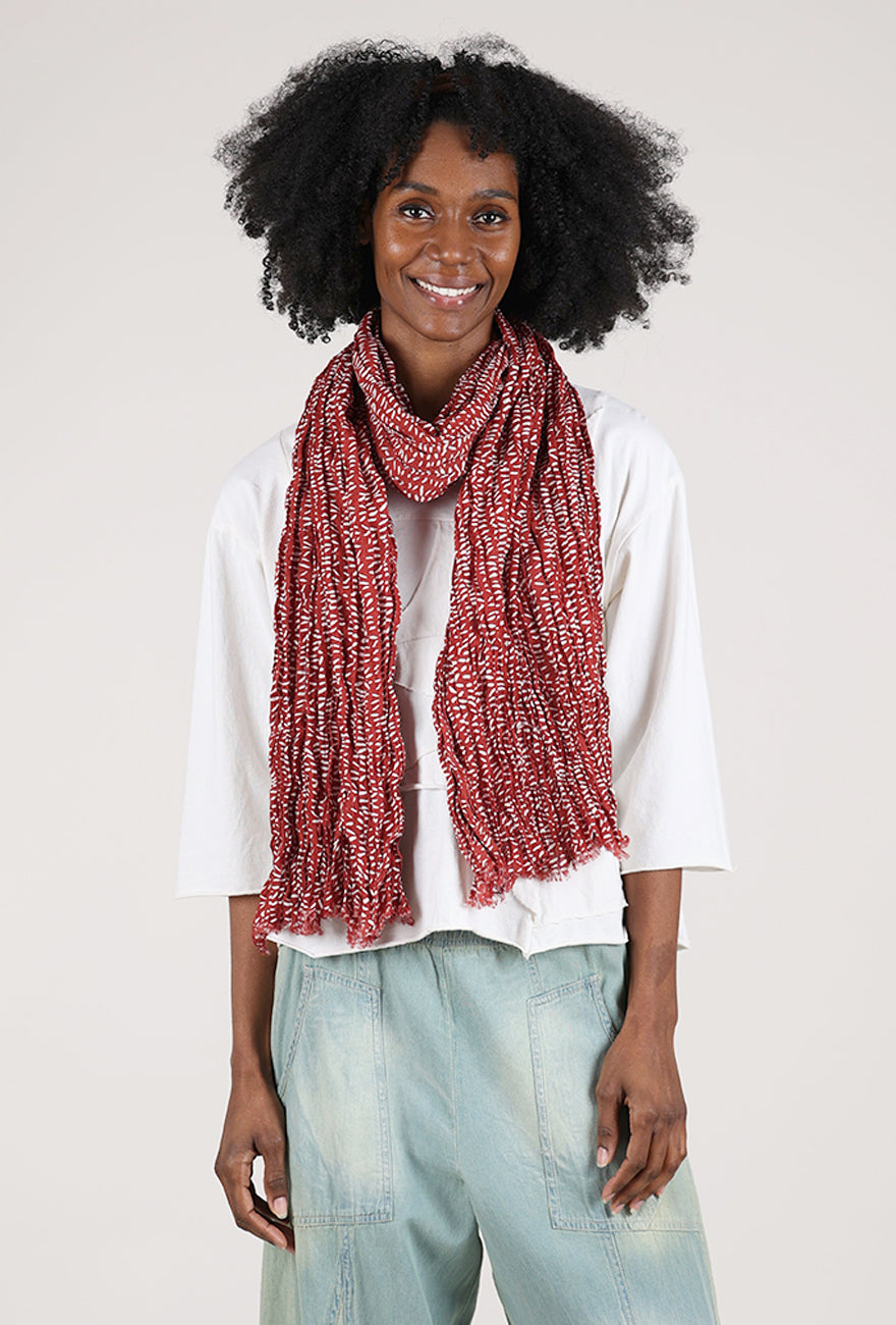 See Design Stitch Print Cotton Scarf, Terracotta 