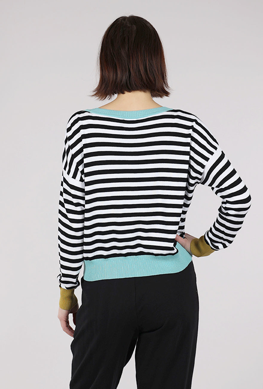 Planet Stripes Sweater, Black/White 