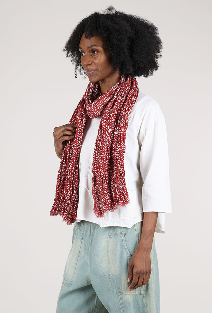 See Design Stitch Print Cotton Scarf, Terracotta 