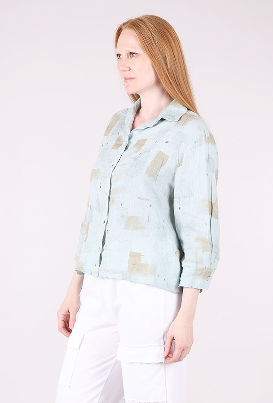Cut Loose Brushstroke Linen Crop Shirt, Moonlight – Evie Lou