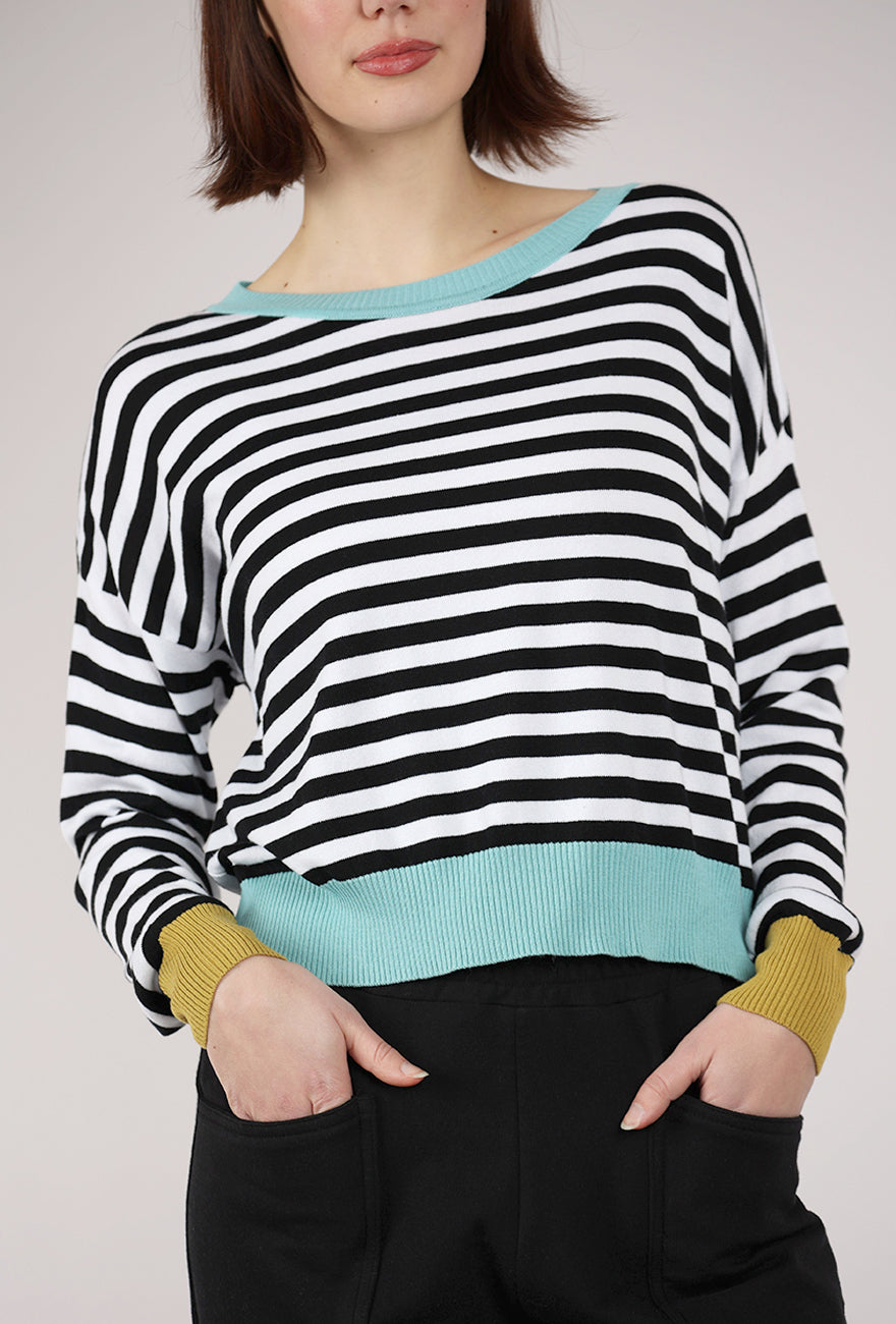 Planet Stripes Sweater, Black/White 