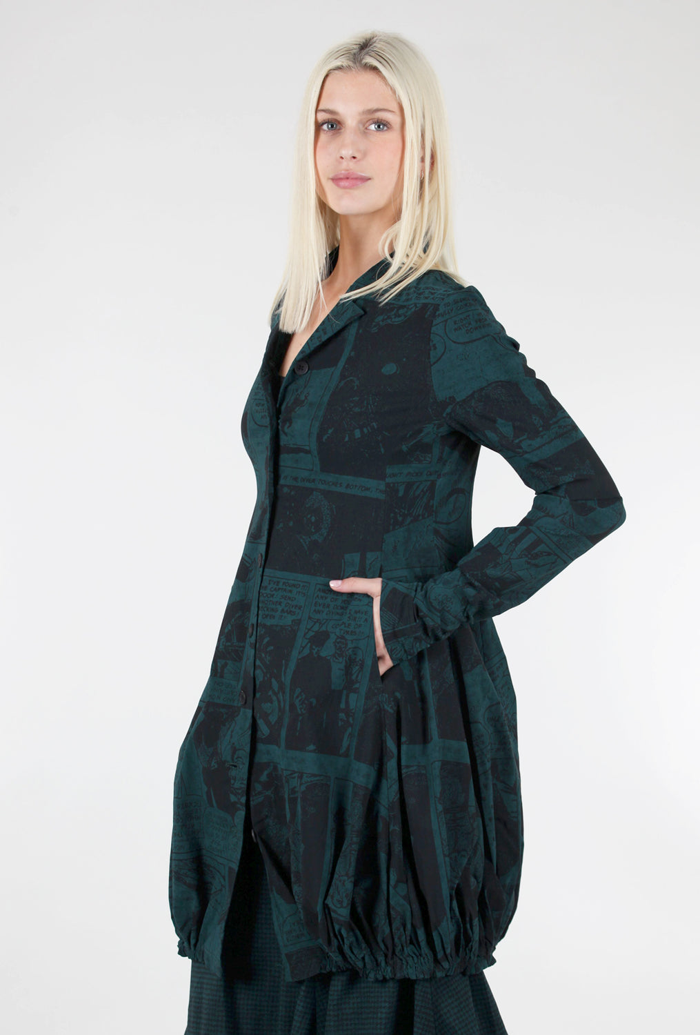 Rundholz Black Label Sig Stretch Frock Jacket, Forest Comic