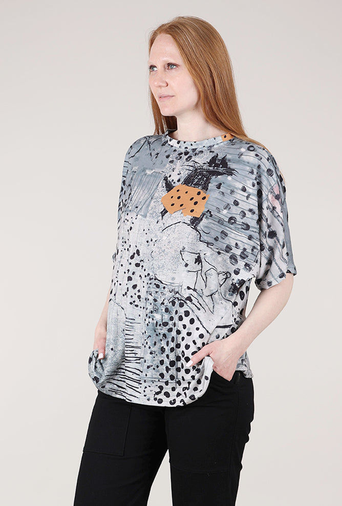 3 Potato 3P Oversized Tee, Gray/Orange 