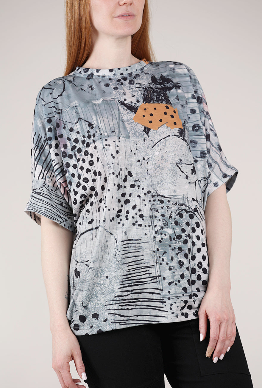 3 Potato 3P Oversized Tee, Gray/Orange 