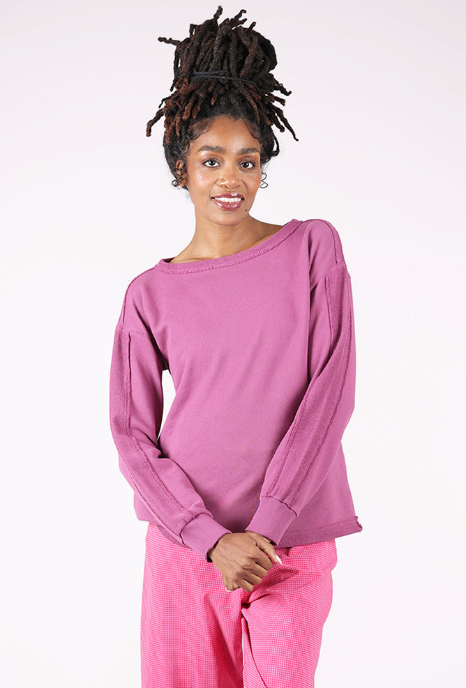 Reverse Seams Longer Sweatshirt, Wildberry