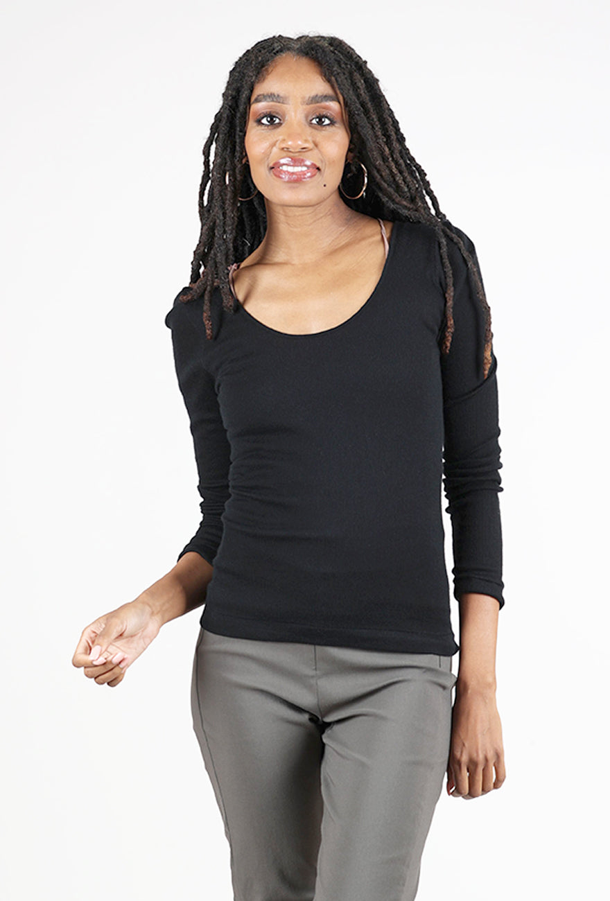 Grisal Malu Dakota U-Neck Top, Black 