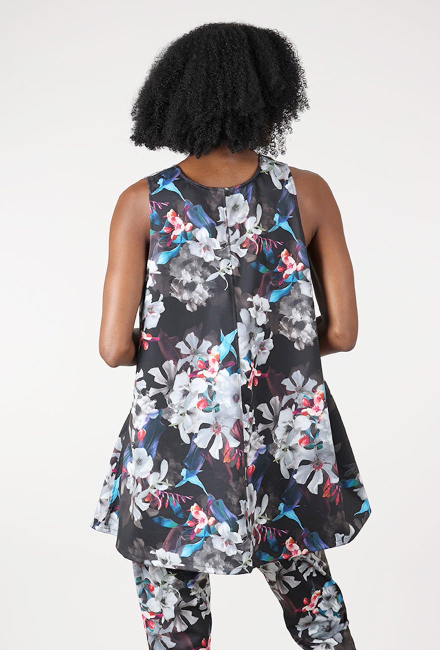 Circle Tunic, Black Floral Angle 4