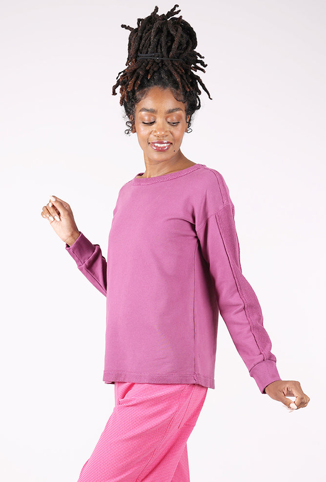 Reverse Seams Longer Sweatshirt, Wildberry
