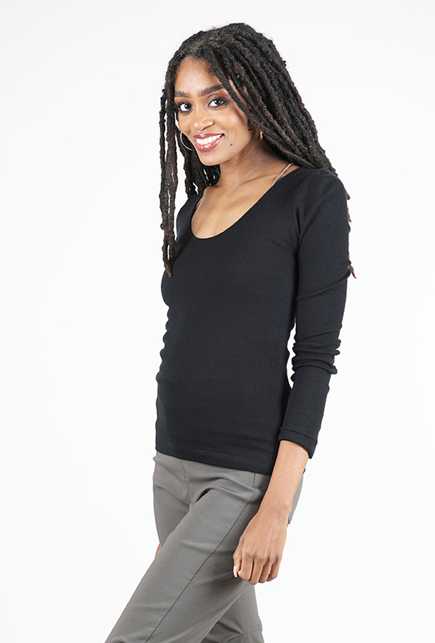 Grisal Malu Dakota U-Neck Top, Black 