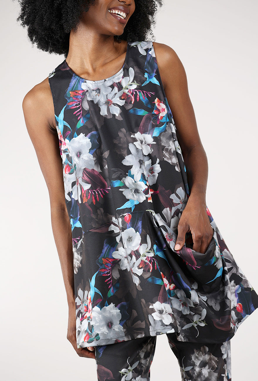 Circle Tunic, Black Floral