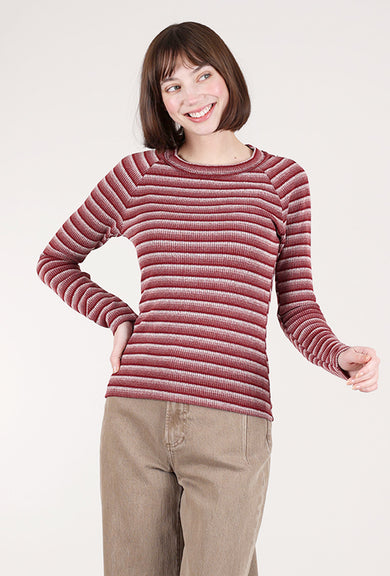 Hem & Thread Multi Stripe Slim Top, Burgundy Mix 