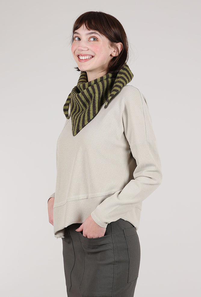 Striped Triangle Scarf, Green/Brown Angle 2