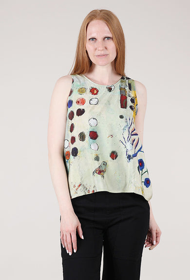 3 Potato Signature Print Tank, Sage/Maroon 