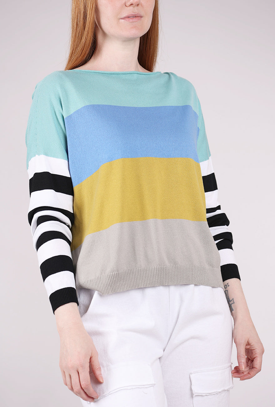 Planet All Stripes Sweater, Titanium/Charcoal 