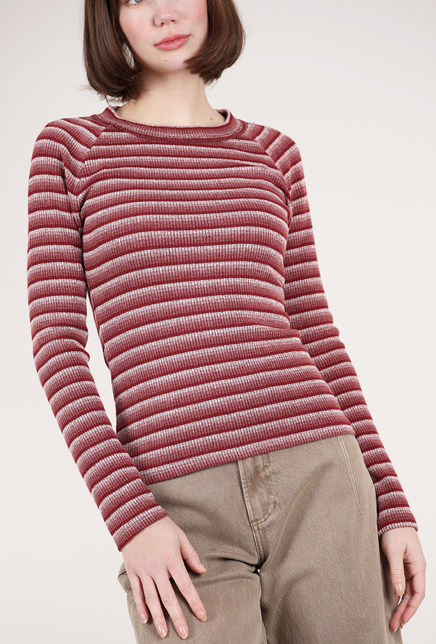 Hem & Thread Multi Stripe Slim Top, Burgundy Mix 