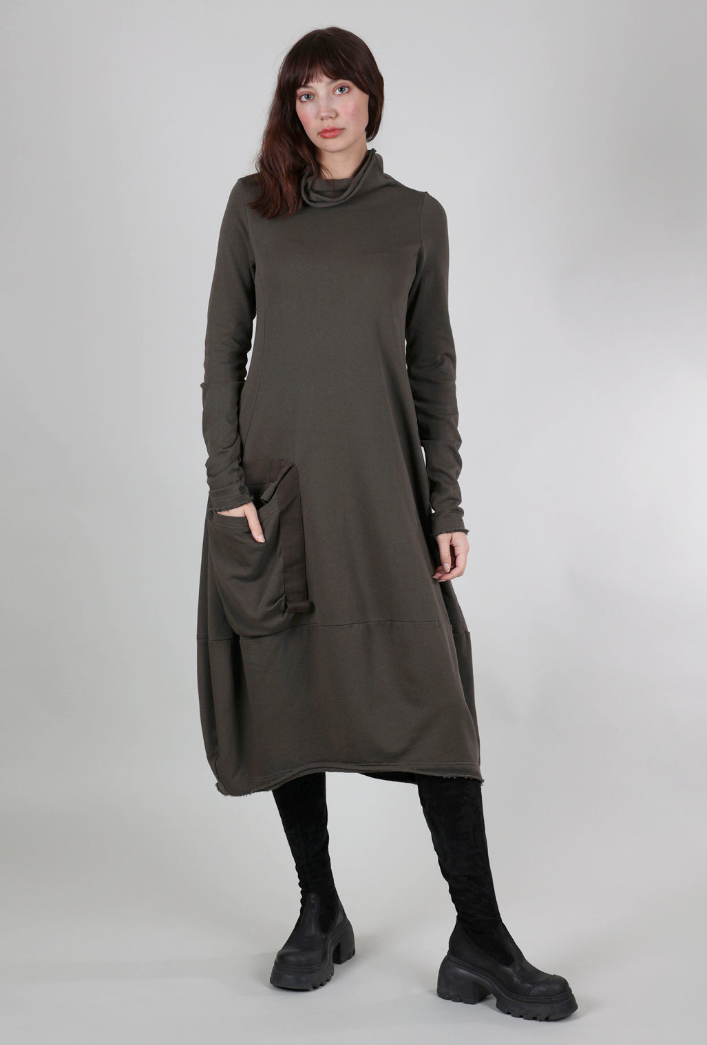 Rundholz Grosgrain Detail Sweatshirt Dress, Jungle 