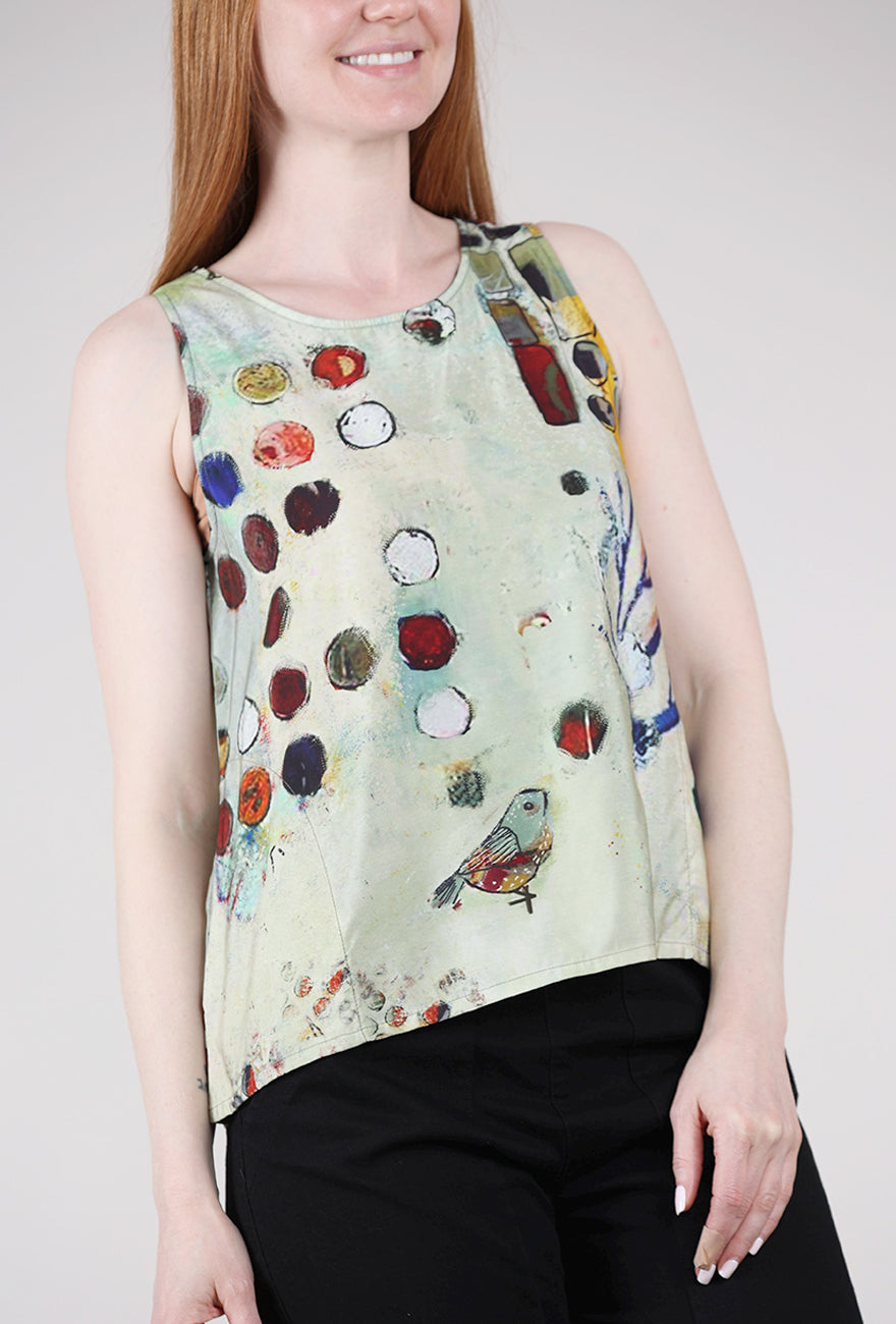 3 Potato Signature Print Tank, Sage/Maroon 