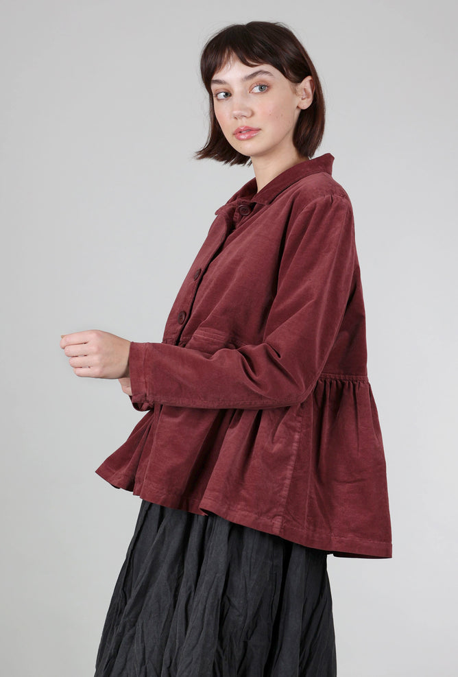 Baci Peplum Velvet Pocket Jacket, Rust 