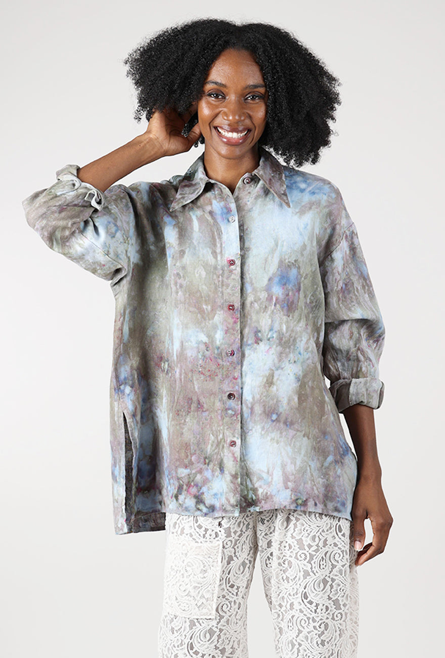 Linen HB Button Up Shirt , Stormy
