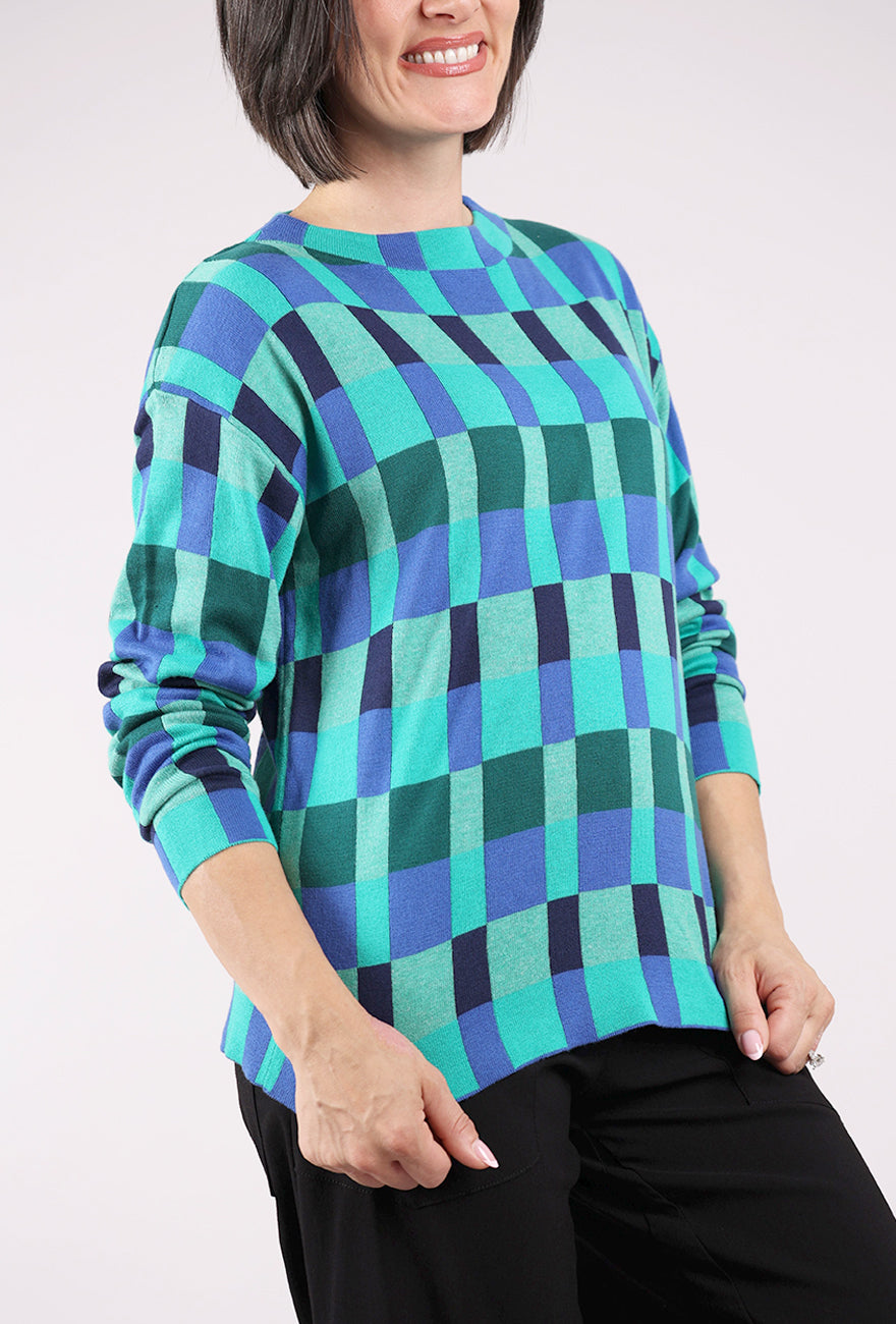 Sunday Tiffany Glass Pullover, Blues 