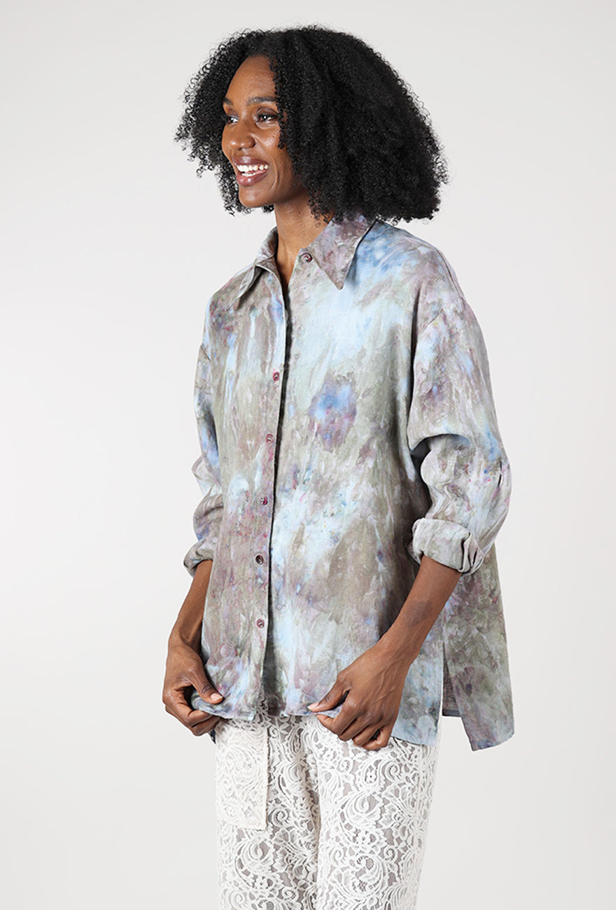 Linen HB Button Up Shirt , Stormy