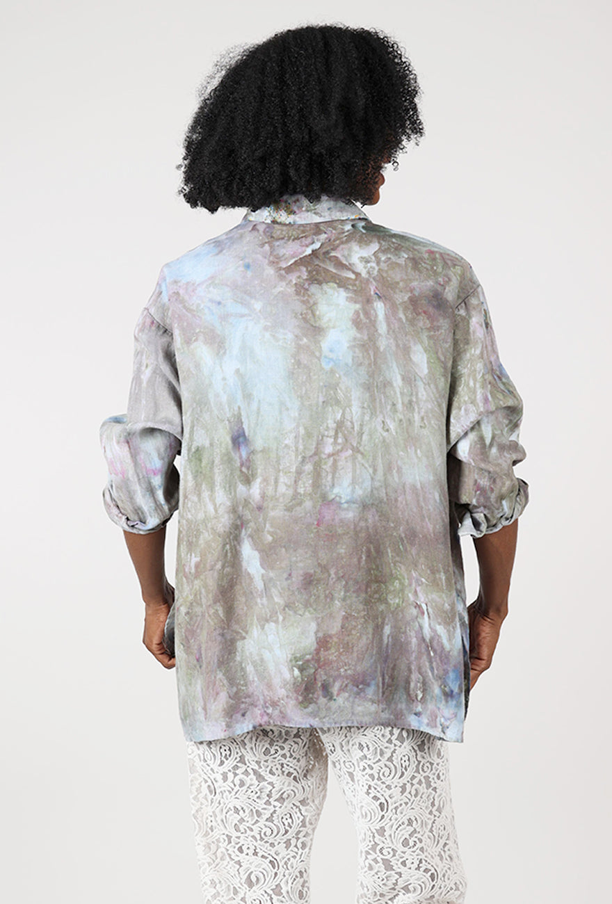 Linen HB Button Up Shirt , Stormy