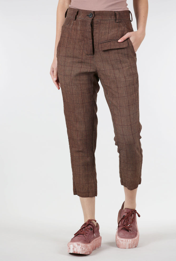 Rundholz Trim Plaid Wool Trouser, Amaretto Cloud 