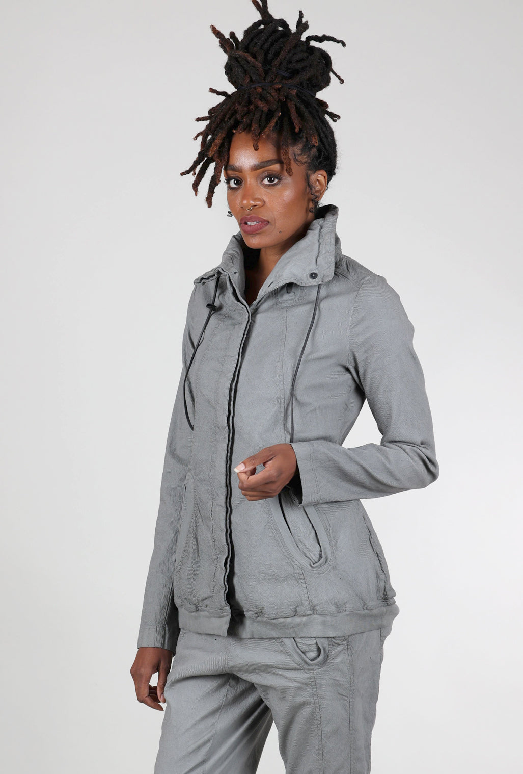 Rundholz Fitted Texture Twill Jacket, Pencil Cloud 