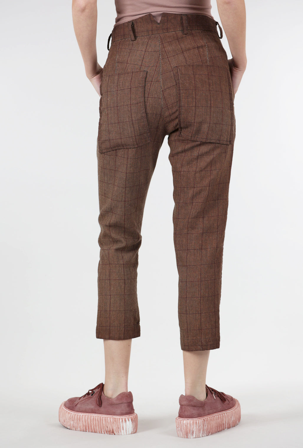 Rundholz Trim Plaid Wool Trouser, Amaretto Cloud 