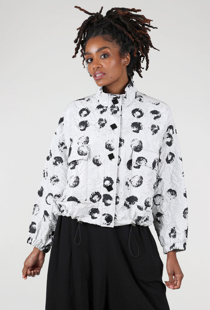 Moonlight Dot Bomber Jacket, Silver/Black 