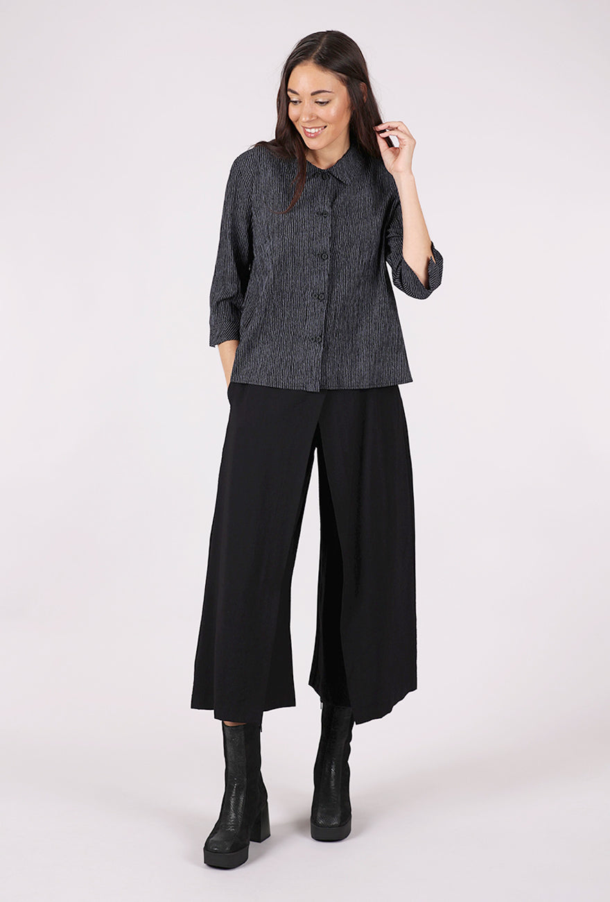 Niche Twinbutton Ridge Stripe Blouse, Gray 