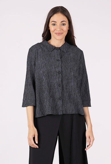 Niche Twinbutton Ridge Stripe Blouse, Gray 