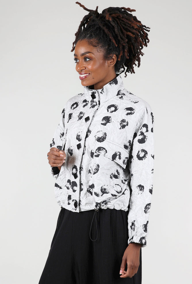 Moonlight Dot Bomber Jacket, Silver/Black 