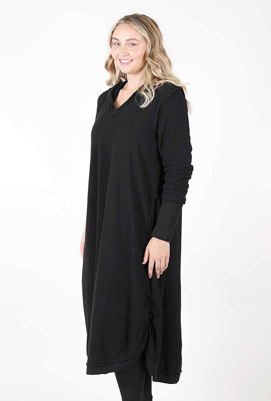 Cozy Hoodie Dress, Black