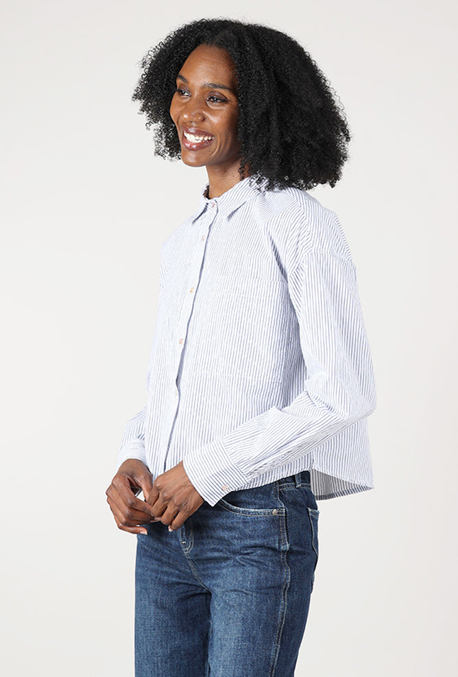 Mododoc Woven Crop Shirt, White/Navy 