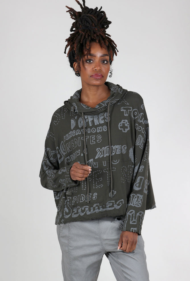 Rundholz French Terry Cropped Swing Hoodie, Jungle Shiny Print 