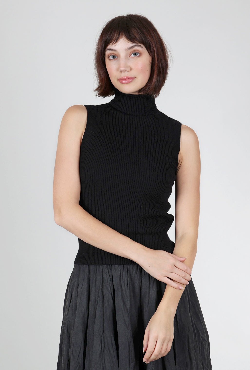 Astrid Jennifer S/L Ribbed Mockneck, Black 