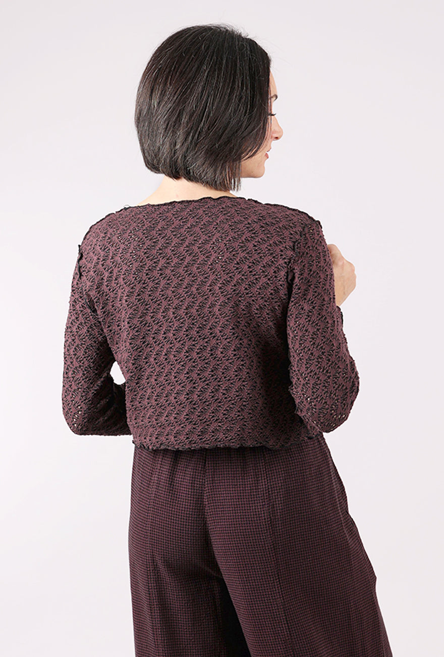 Cut Loose Crochet Trim Crop Cardie, Cola 