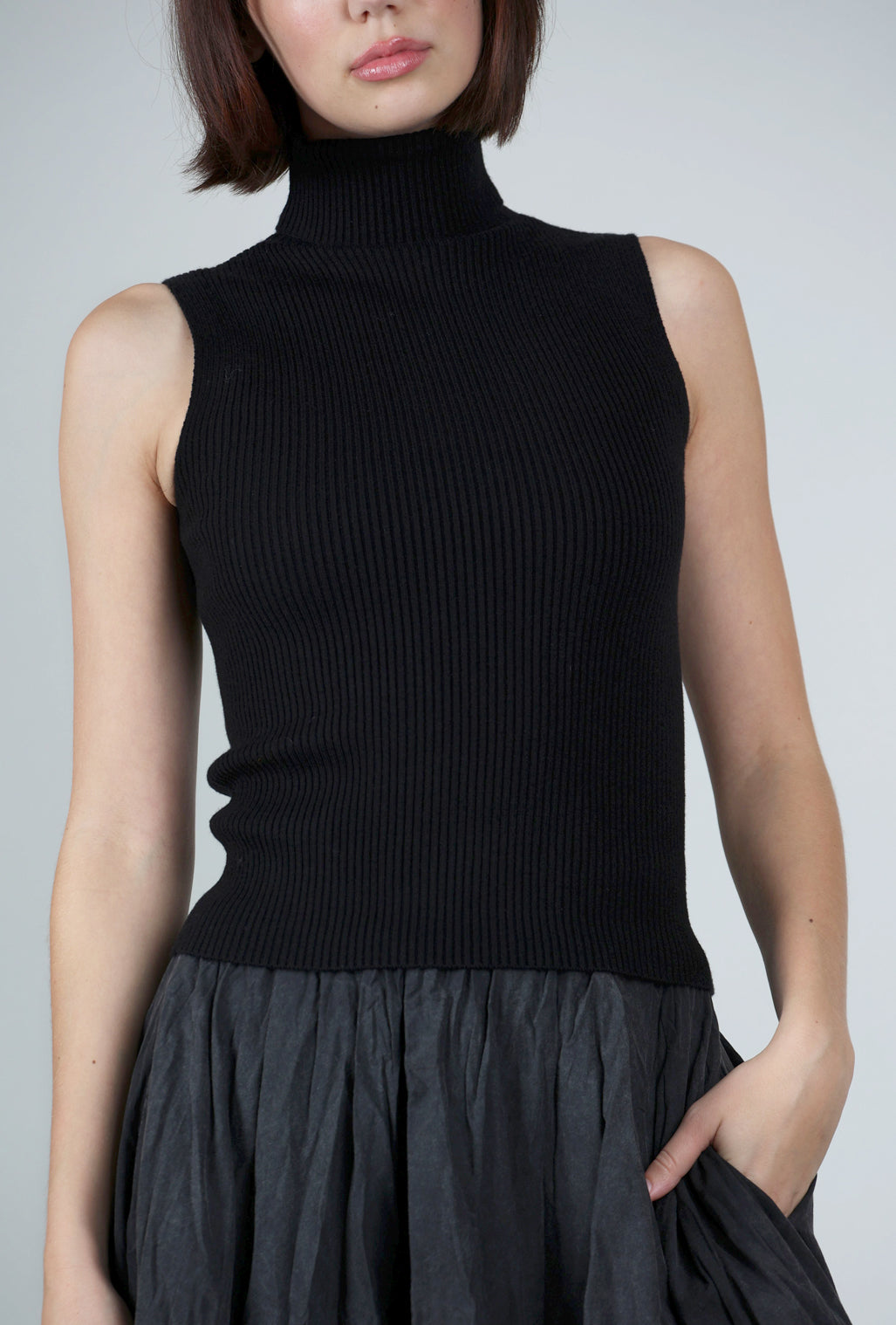 Astrid Jennifer S/L Ribbed Mockneck, Black 