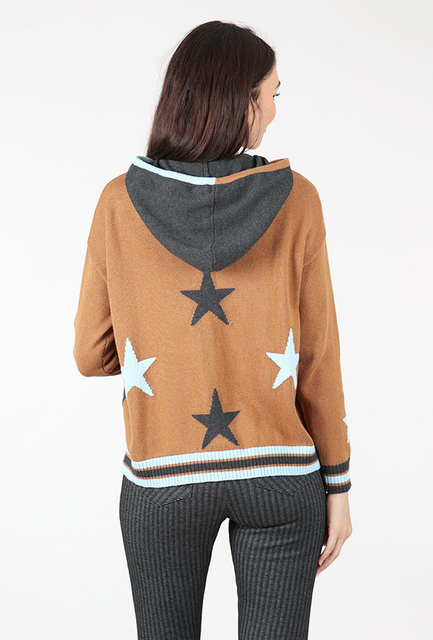 Stars Zip-Up Hoodie, Charcoal/Umber Angle 2